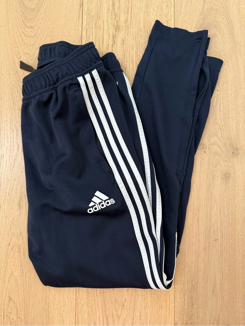 adidas Men’s Navy Blue Track Pants with White Three Stripes